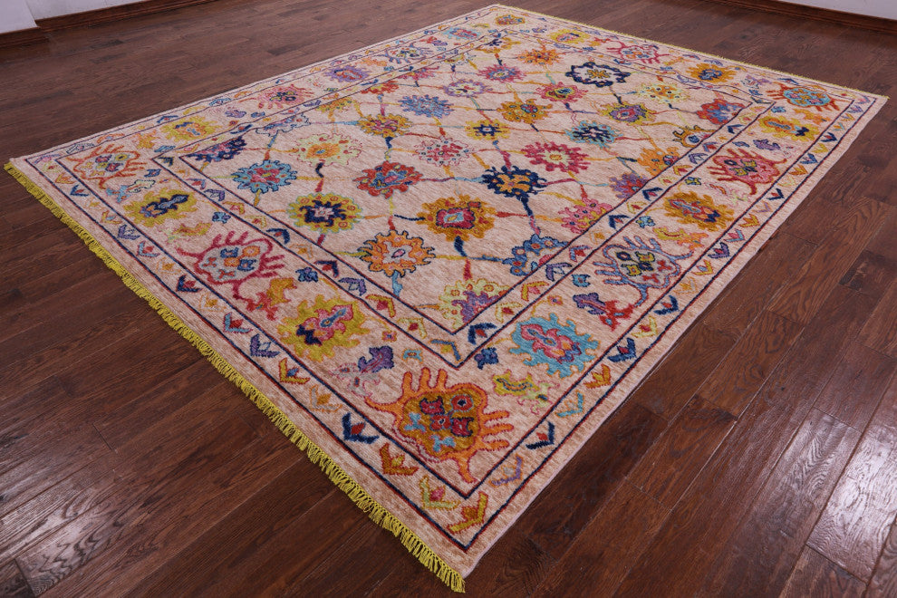 Hand Knotted Turkish Oushak Wool Rug 8' 11" X 11' 5" - Q14824