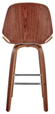 Arabela Faux Leather and Wood Swivel Bar Stool, Cream and Walnut