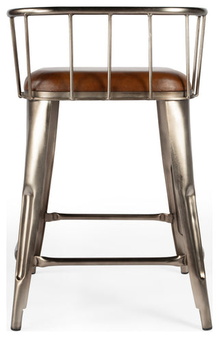 Coriander Iron & Leather Counter Stool, 5542344