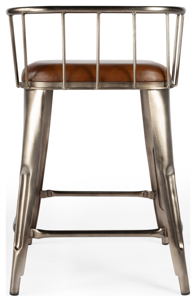 Coriander Iron & Leather Counter Stool, 5542344