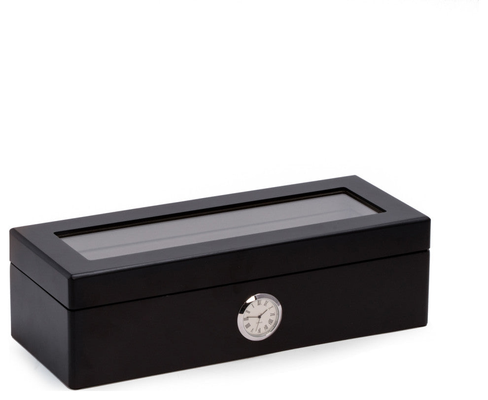 Black Wood 4 Watch Box, Quartz Movement Clock