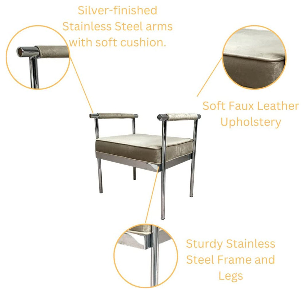 First of a Kind Modern champagne Seating Bench With arms for Living Room