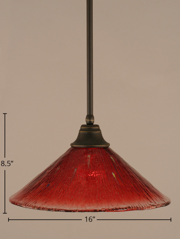 Stem Pendant with Hang Straight Swivel, Dark Granite/Raspberry Crystal