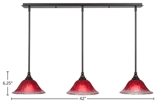 Stem 3-Light Pendalier with Hang Straight Swivel, Dark Granite/Raspberry Crystal