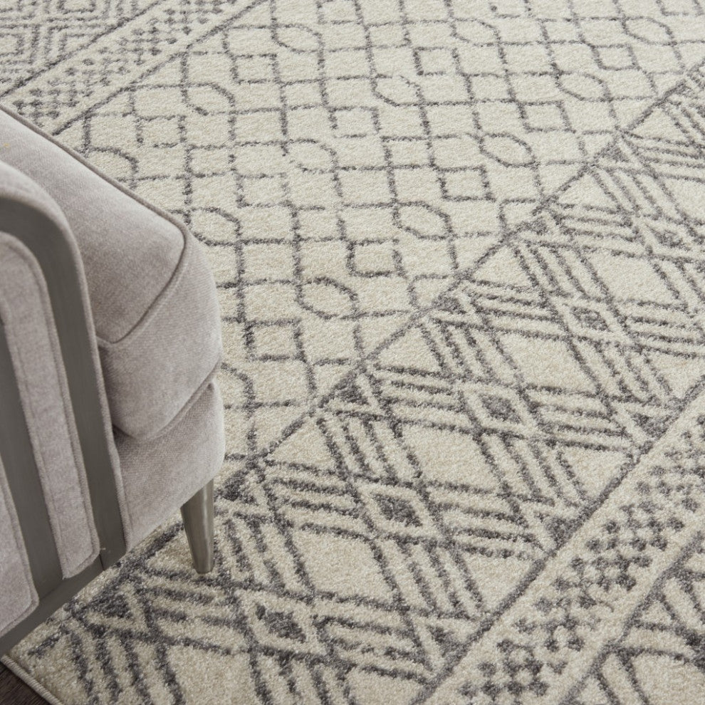 8' X 10' Gray Geometric Power Loom Area Rug