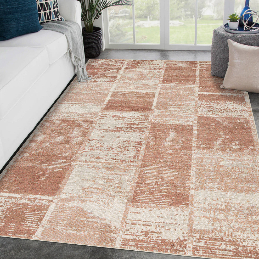 Jordan Aly Area Rug, Sand, 6'7" x 9', Geometric
