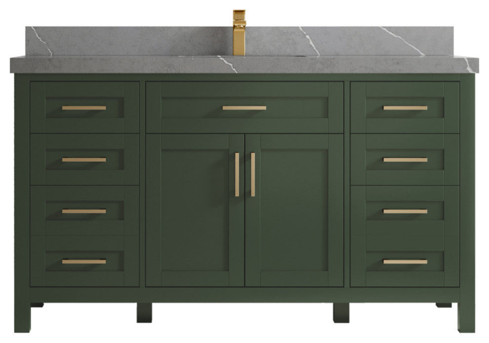Cambridge 60 Single Bathroom Vanity in Pewter Green 2" Piatra Gray