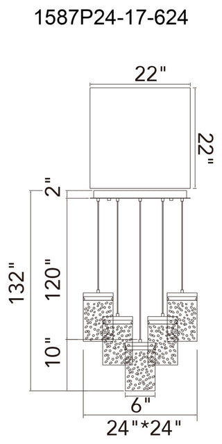 Lava Integrated LED Chandelier, Brass, 24"