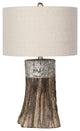 Rustic Tree Stump Table Lamp