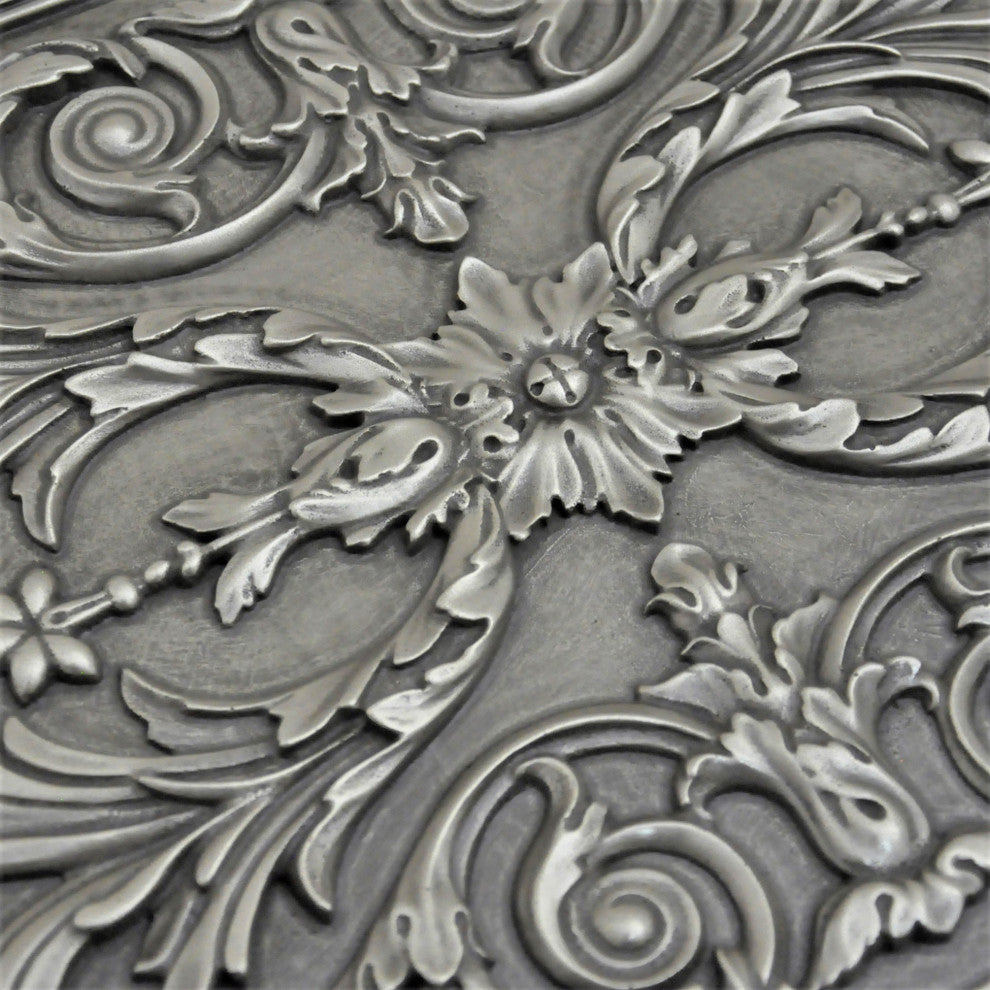 Viola Pewter Nickel Matte Finish 12" x 18" Hand Made Metal Mural Tile