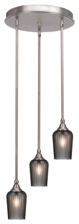 Empire 3-Light Cluster Pendalier, Brushed Nickel/Smoke Textured