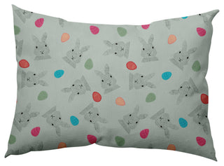 Bunnies and Eggs Easter Decorative Lumbar Pillow, Breezeway Green, 14x20"