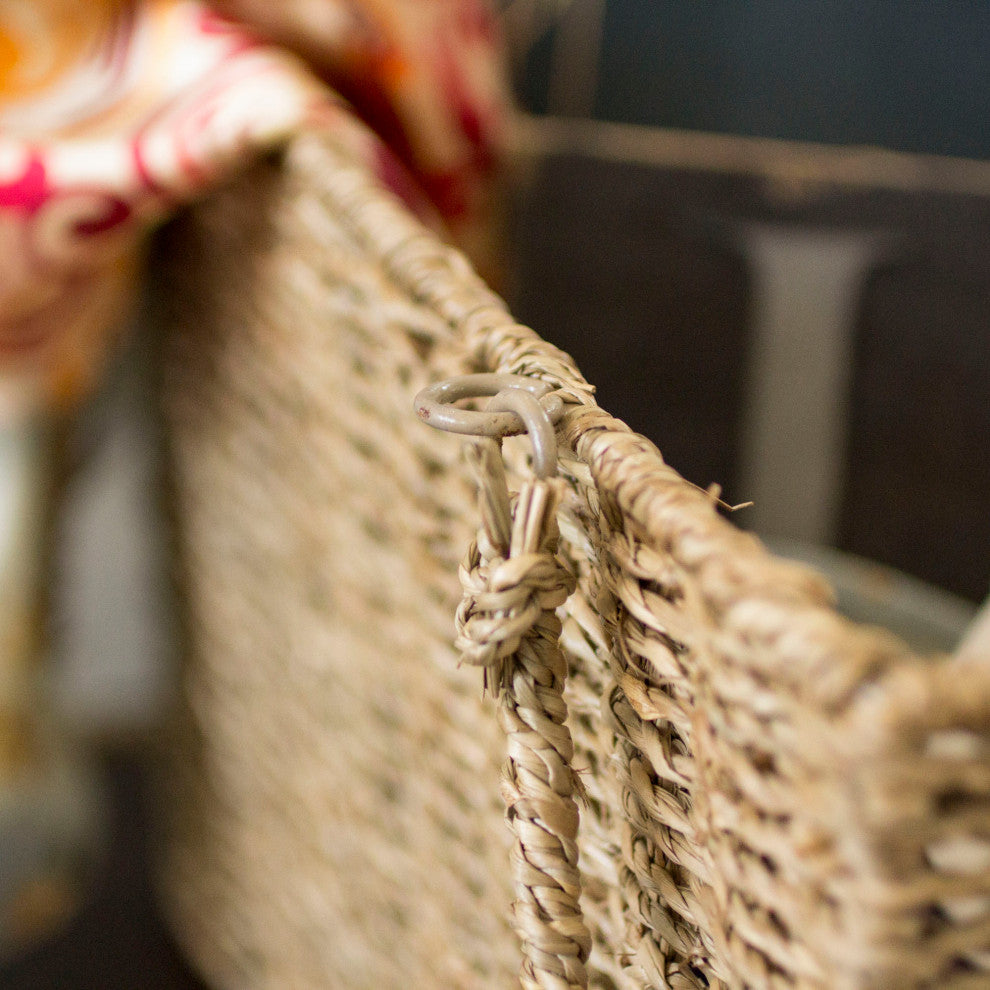 Wicker Stair Basket With Handles