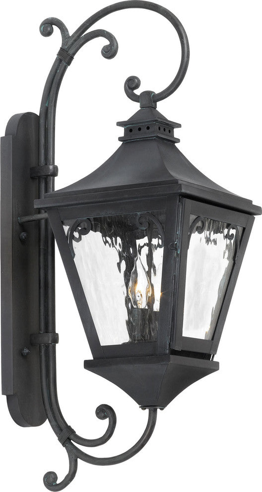Outdoor Wall Lantern Manor, Solid Brass, a Charcoal Finish