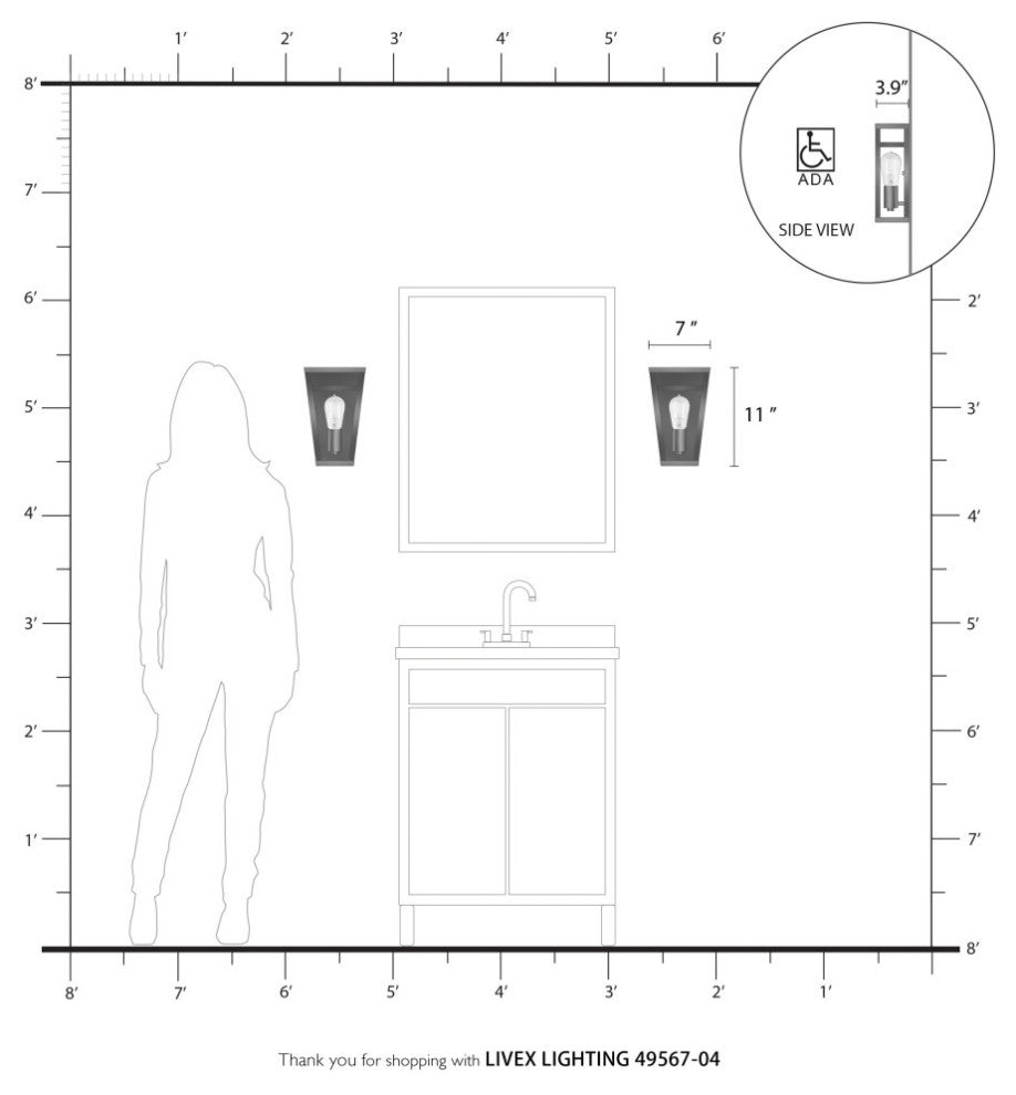 Schofield 1 Light Black With Brushed Nickel Accents ADA Sconce