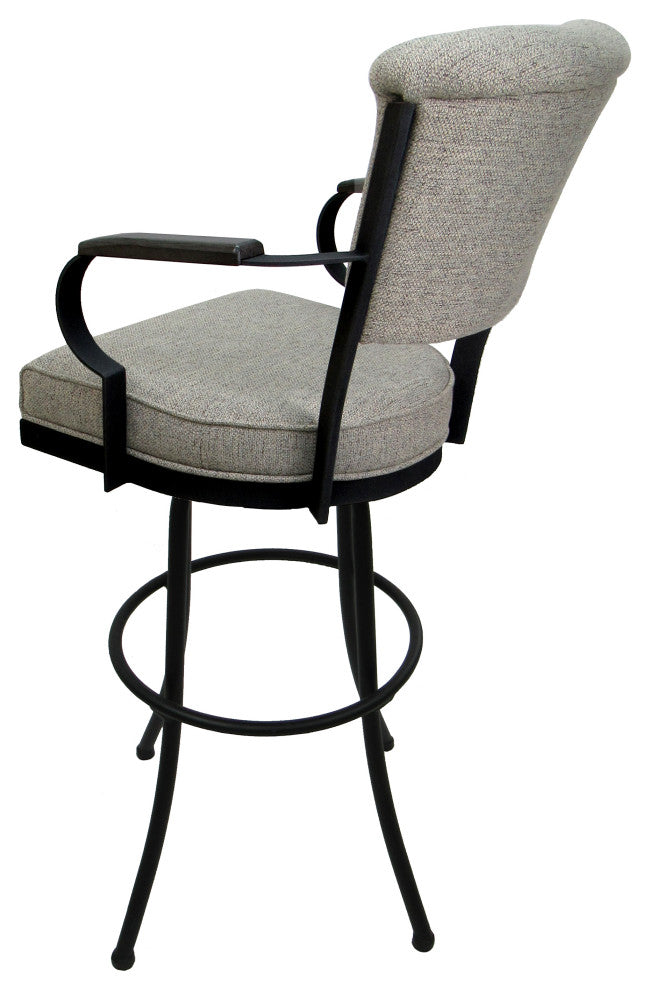 Miami Extra Tall 34" Metal Bar Stool Wood Armrests - Noam Base, Portwood Ash - B
