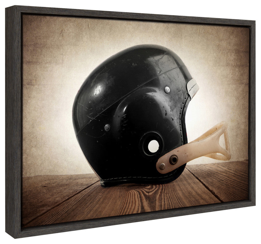 Sylvie Vintage Helmet Framed Canvas by Shawn St. Peter, Gray 18x24