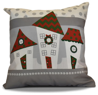 Decorative Holiday Pillow Geometric Print, Red, 26"x26"