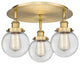 Beacon-3 Light 18" Flush Mount-Brushed Brass, Clear Glass Shade