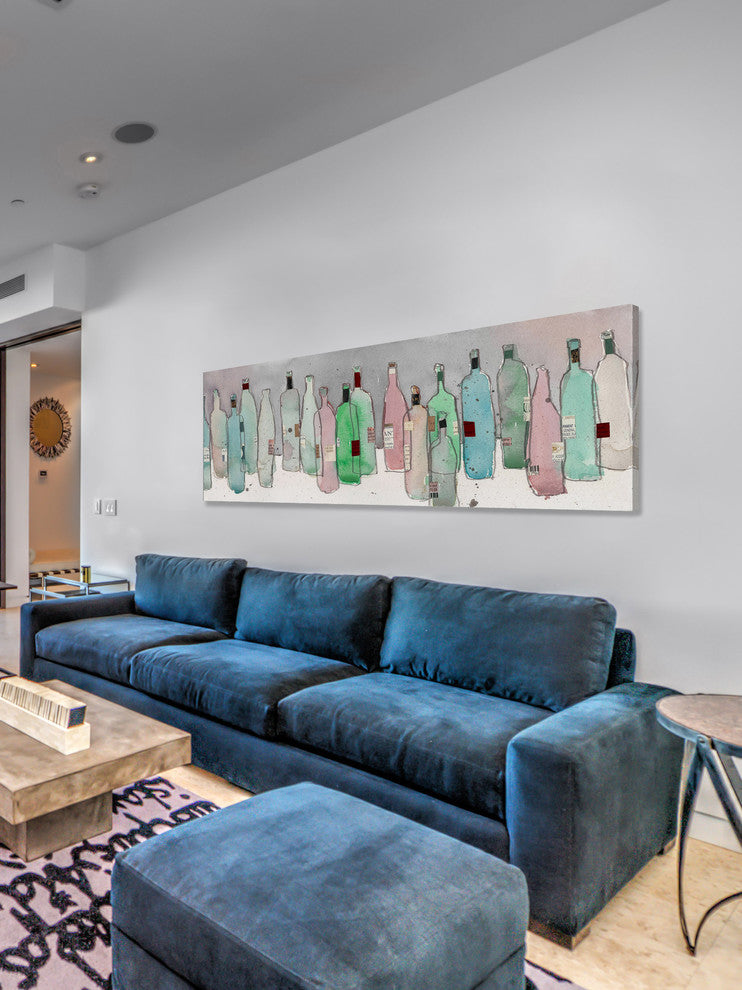 "Wine Party III" Painting Print on Wrapped Canvas, 45x15