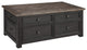 Farmhouse Coffee Table, Drawers With Raised Edges and Lift Up Top, Brown/Black
