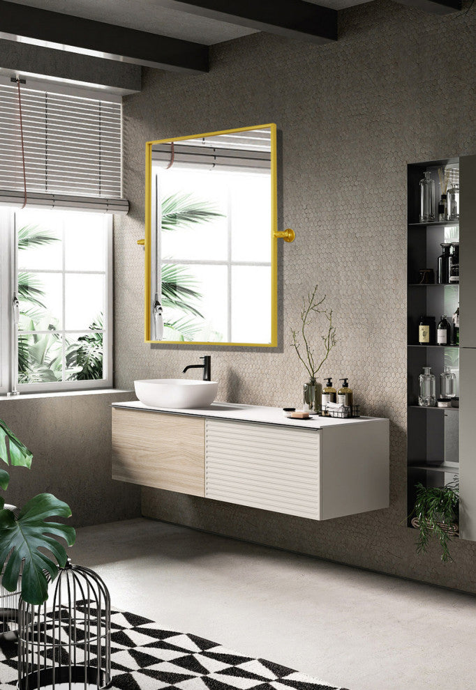 Home Living Rectangle Pivot Mirror 24x32 Inch, Gold