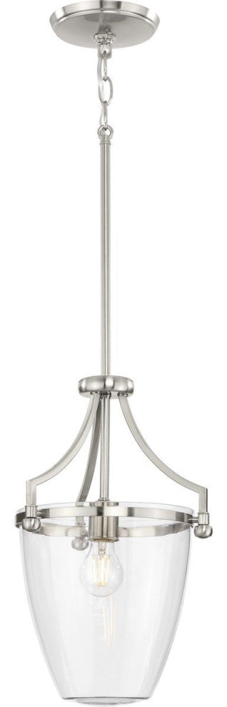 Parkhurst Collection One-Light Brushed Nickel Clear Glass Mini-Pendant Light