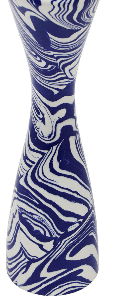 Serene Candlestick, Blue, White, Large