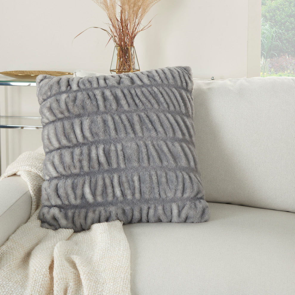 Mina Victory SN101 Throw Pillow, Charcoal, 20"X20"