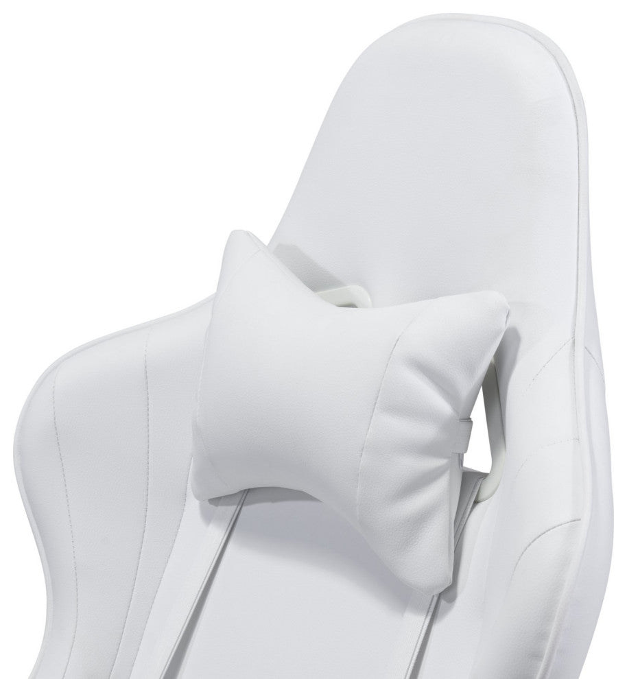 Computer Work Gaming Chair, Faux Vinyl Leather, White, Black, Home Office