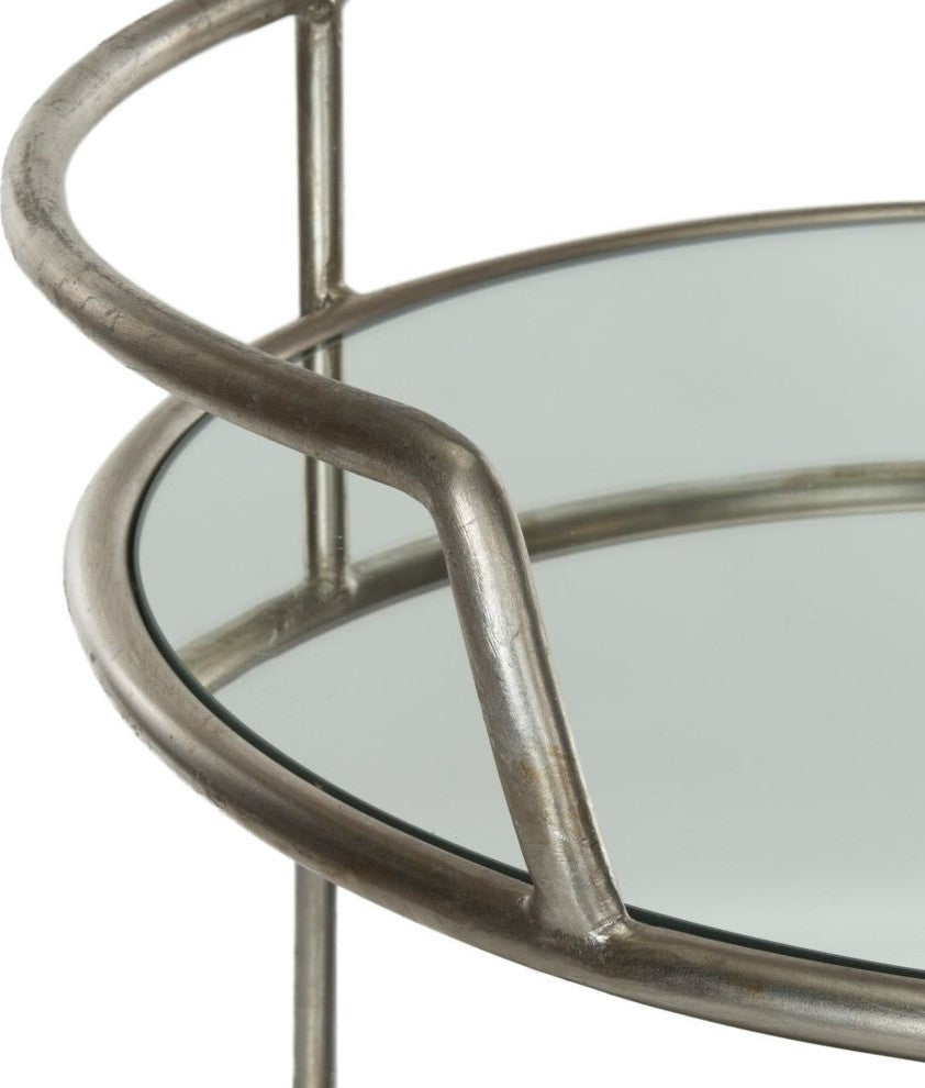 Safavieh Dulcinea Bar Cart, Silver, Mirror Top
