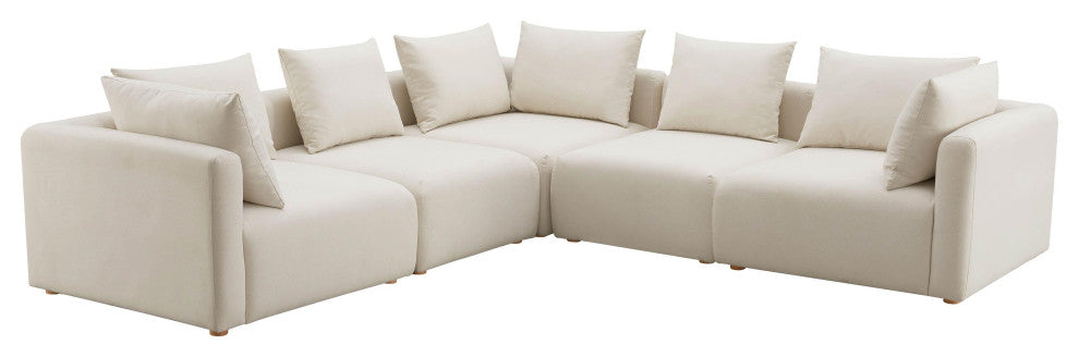 Hangover Cream Linen 5-Piece Modular L-Sectional - Cream