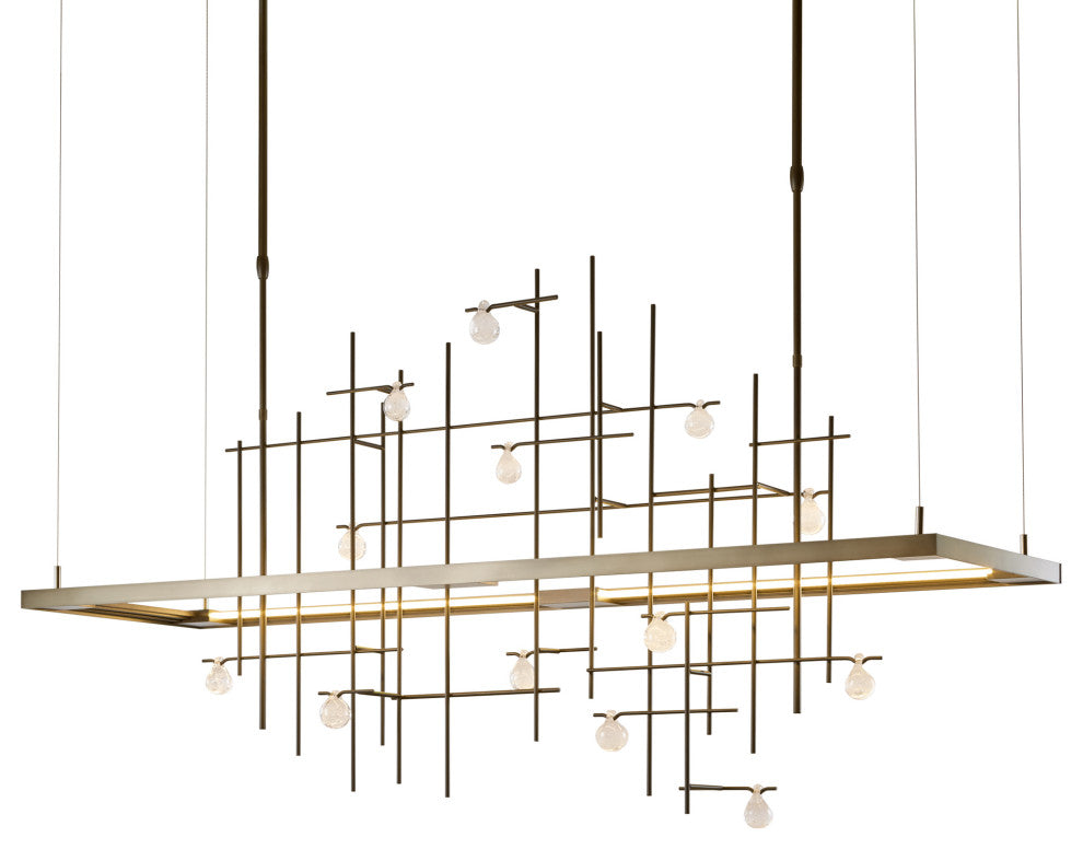 Spring LED Pendant Dark Smoke Clear Bubble Glass Long