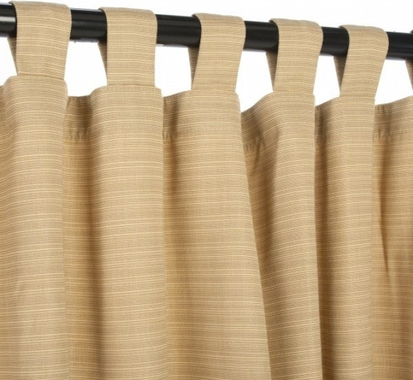 Dupione Bamboo Sunbrella Outdoor Single-Panel Curtain With Tabs, 120"