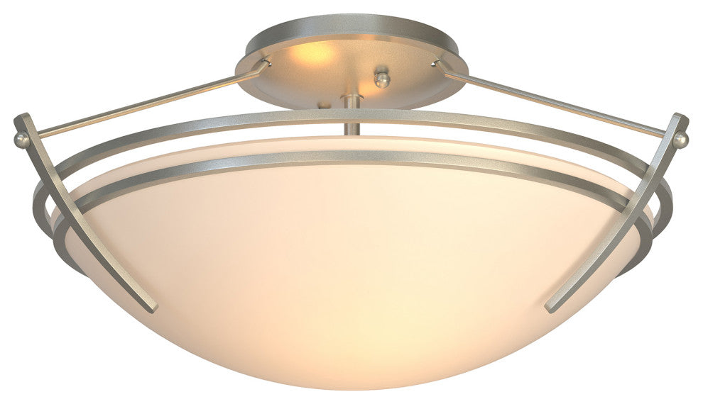 Presidio Tryne Short Semi-Flush, Vintage Platinum Finish, Opal Glass