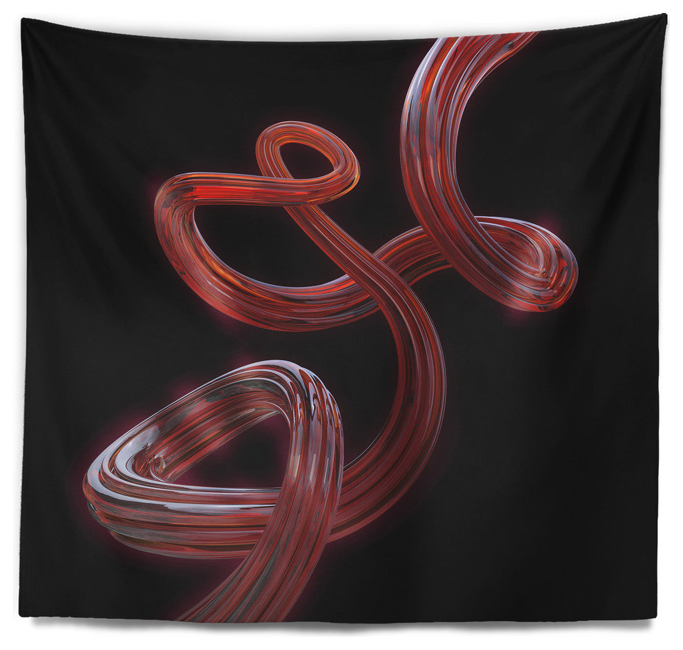 Flexible Caramel Line on Black Abstract Wall Tapestry, 39"x32"