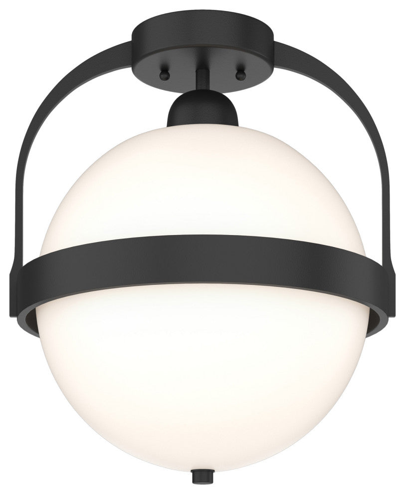 Atlas Semi-Flush, Black, Opal Glass