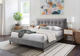 Safavieh Couture Rexsie Tufted Headboard Bed, Dark Grey/Black, Queen