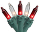 Set of 50 Red & Clear Mini Christmas Lights 2.5" Spacing - Green Wire