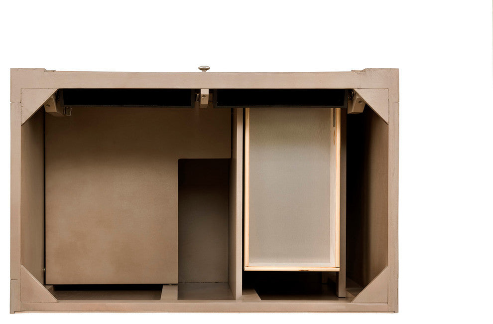 Bristol 36" Single Vanity Whitewashed Walnut, White Zeus Quartz