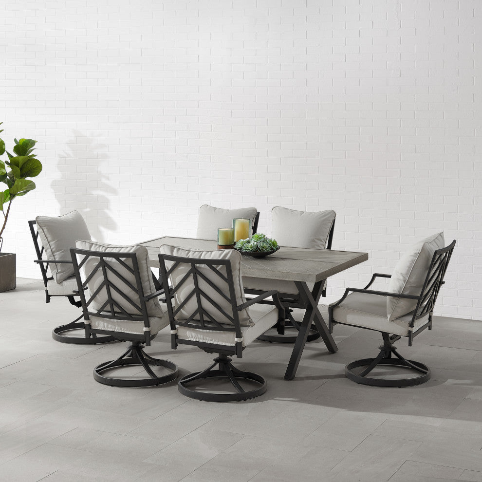 Otto 7Pc Outdoor Dining Set Table, 6 Swivel Chairs