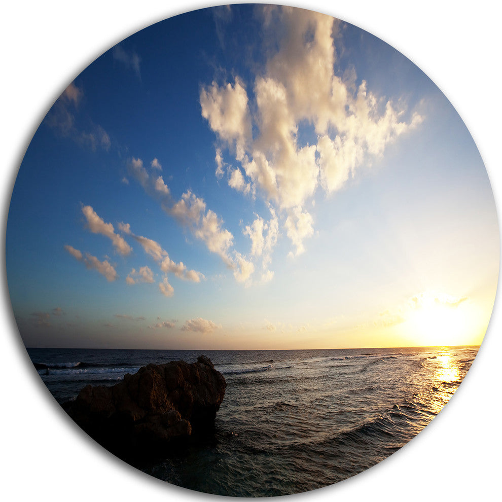 Evening Sea After Heavy Storm, Beach Disc Metal Wall Art, 36"