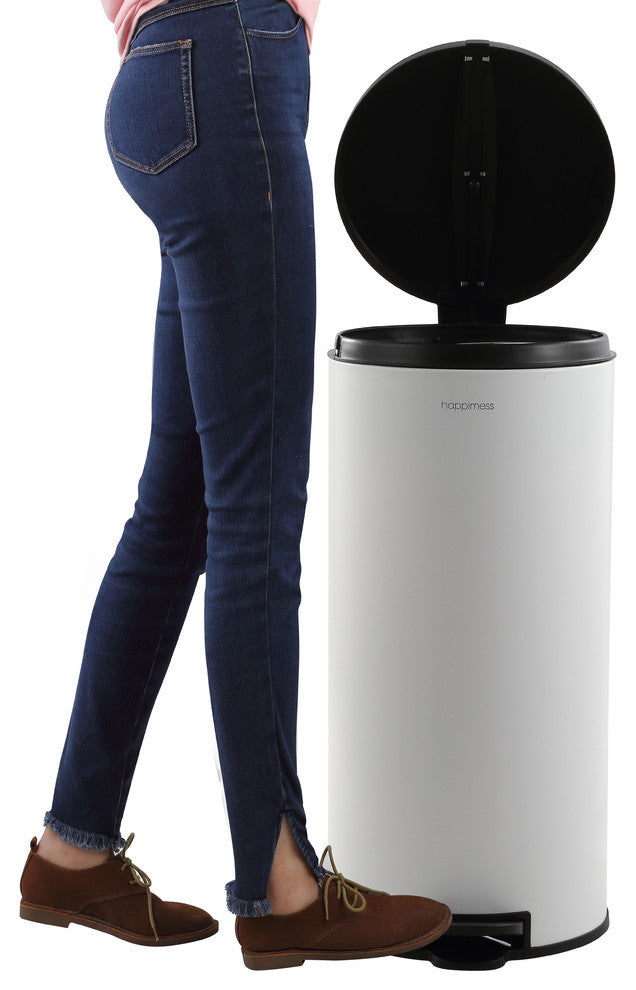 Happimess Oscar 30L and 5L Step-Open Trash Cans, 2-Piece Set, White