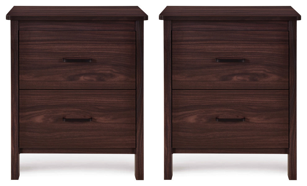 Titeca Contemporary 2 Drawer Nightstands, Set of 2, Wenge