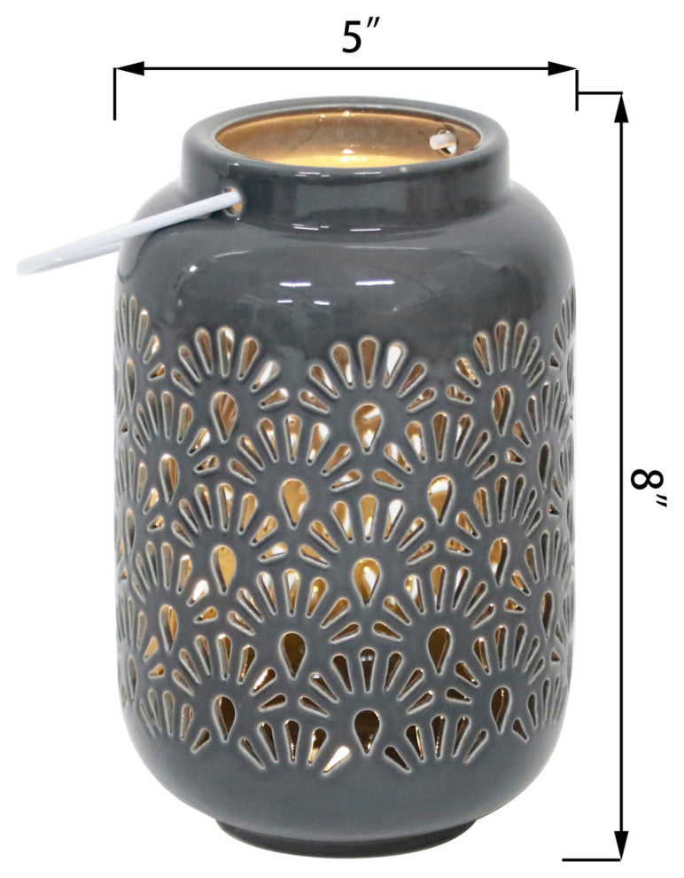 7.5In Led Shell Ceramic Lantern