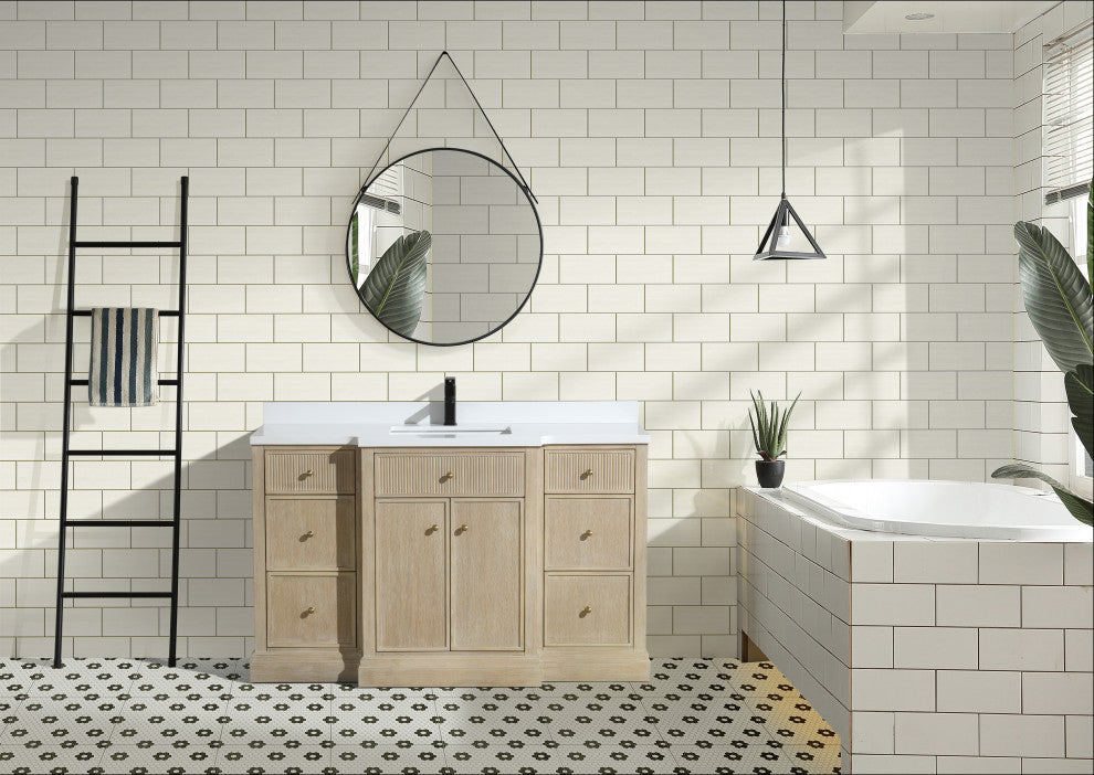 Redondo Bathroom Vanity, Ash Oak, 55", Single Sink, Freestanding