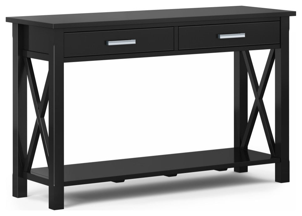 Kitchener Solid Wood 47" Contemporary Console Sofa Table, Black