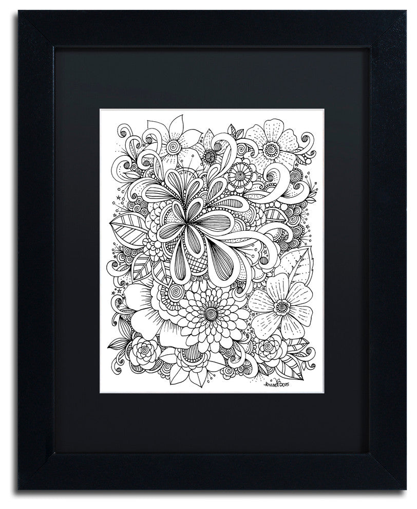 KCDoodleArt 'Zendoodle 5' Art, Black Frame, Black Matte, 11"x14"