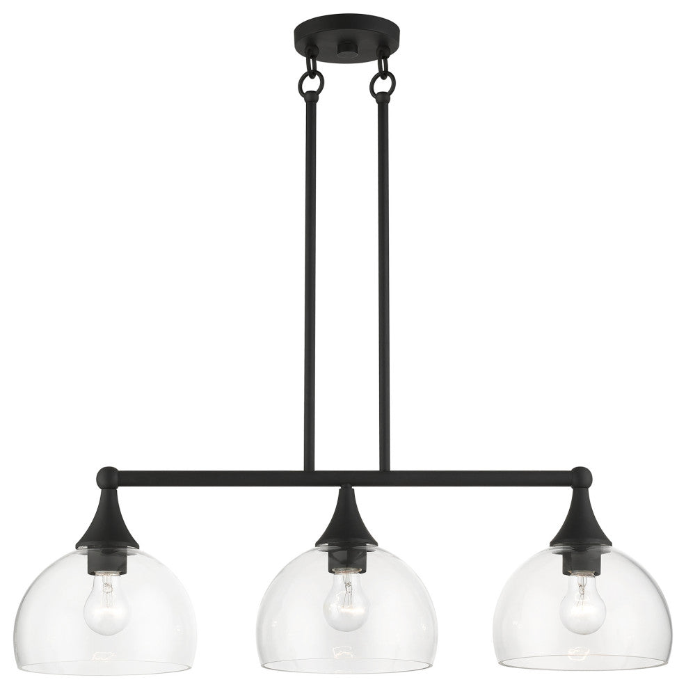 3 Light Black Linear Chandelier