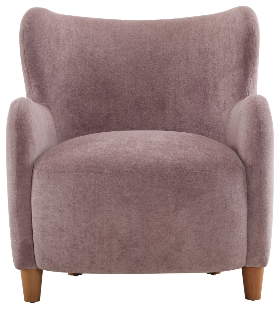GDF Studio Wingback Fabric Accent Chair With Solid Birch Legs, Pinkish Purple